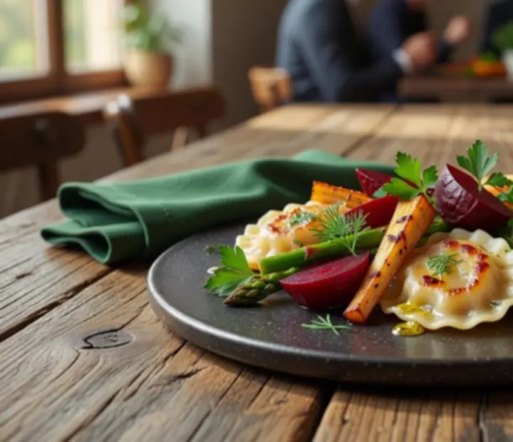 Starannie podane dania kuchni polskiej w wersji fine dining, przygotowane na przyjęcie.